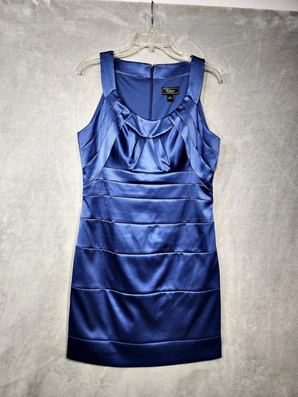 Collections dressbarn Blue Satin Mini Dress Size 12 Like New